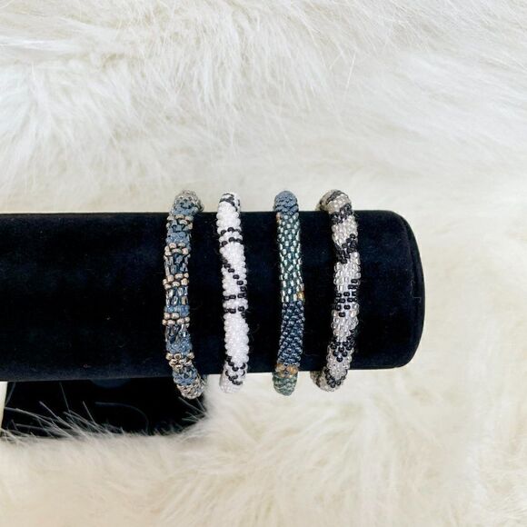 HAND CRAFTED in Nepal Beaded Bracelets (set of 4) BLGR3 - Picture 4 of 4